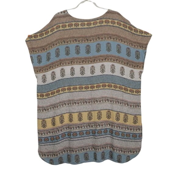 J Jill Floral Tunic Womens Size 2X Blue Stripe Lightweight Button Down Shirt - Picture 7 of 9